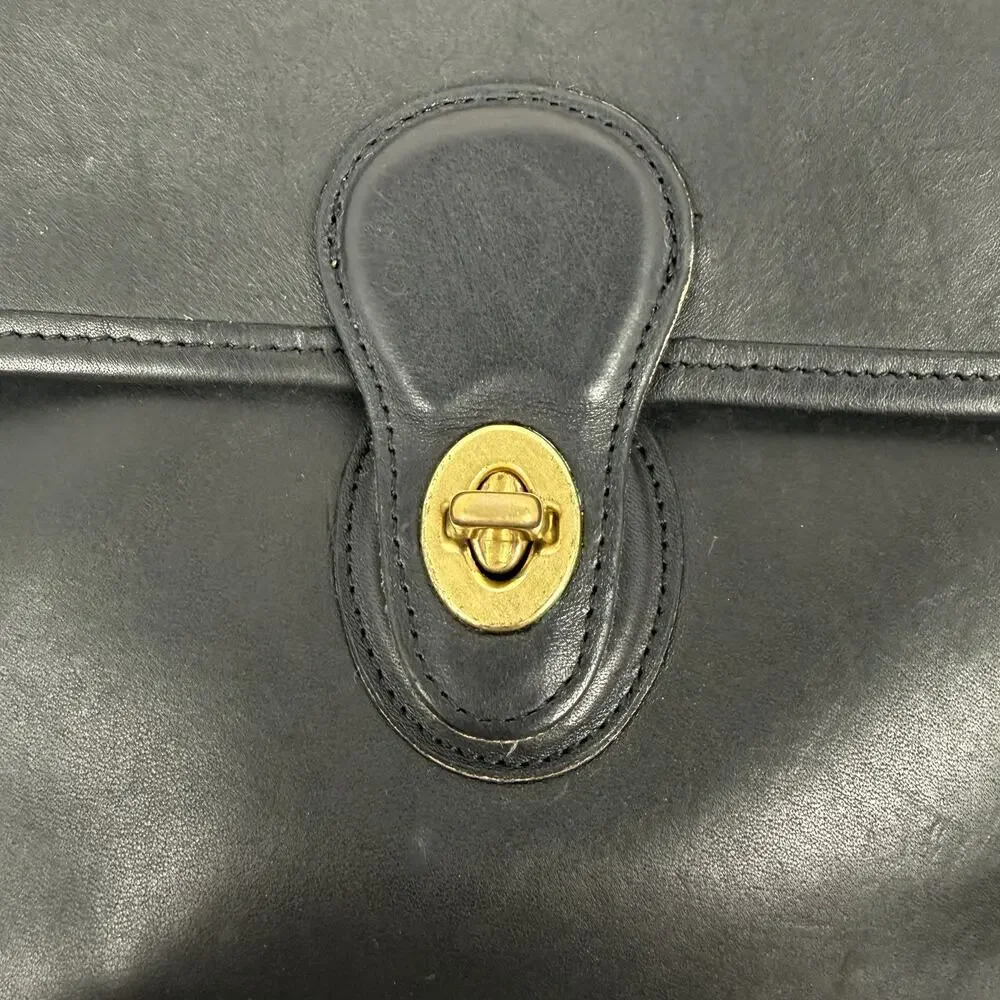 Vtg Coach Willis Satchel Bag 9927 Black Leather Crossbody 90s Preppy Minimal